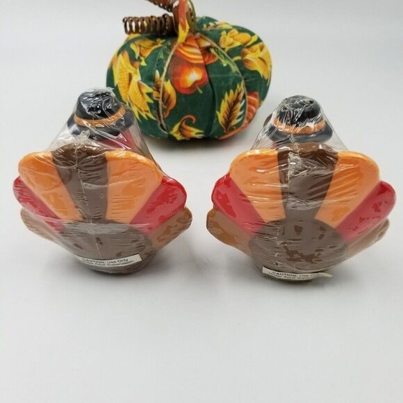 Vintage 90s Gibson Turkey Candles Plush Pumpkin Fall Thanksgiving Decor Lot - Picture 5 of 6